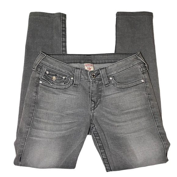 True Religion Disco Julie Jeans Silverado Grey Swarovski Crystal 28 pants - Picture 2 of 8